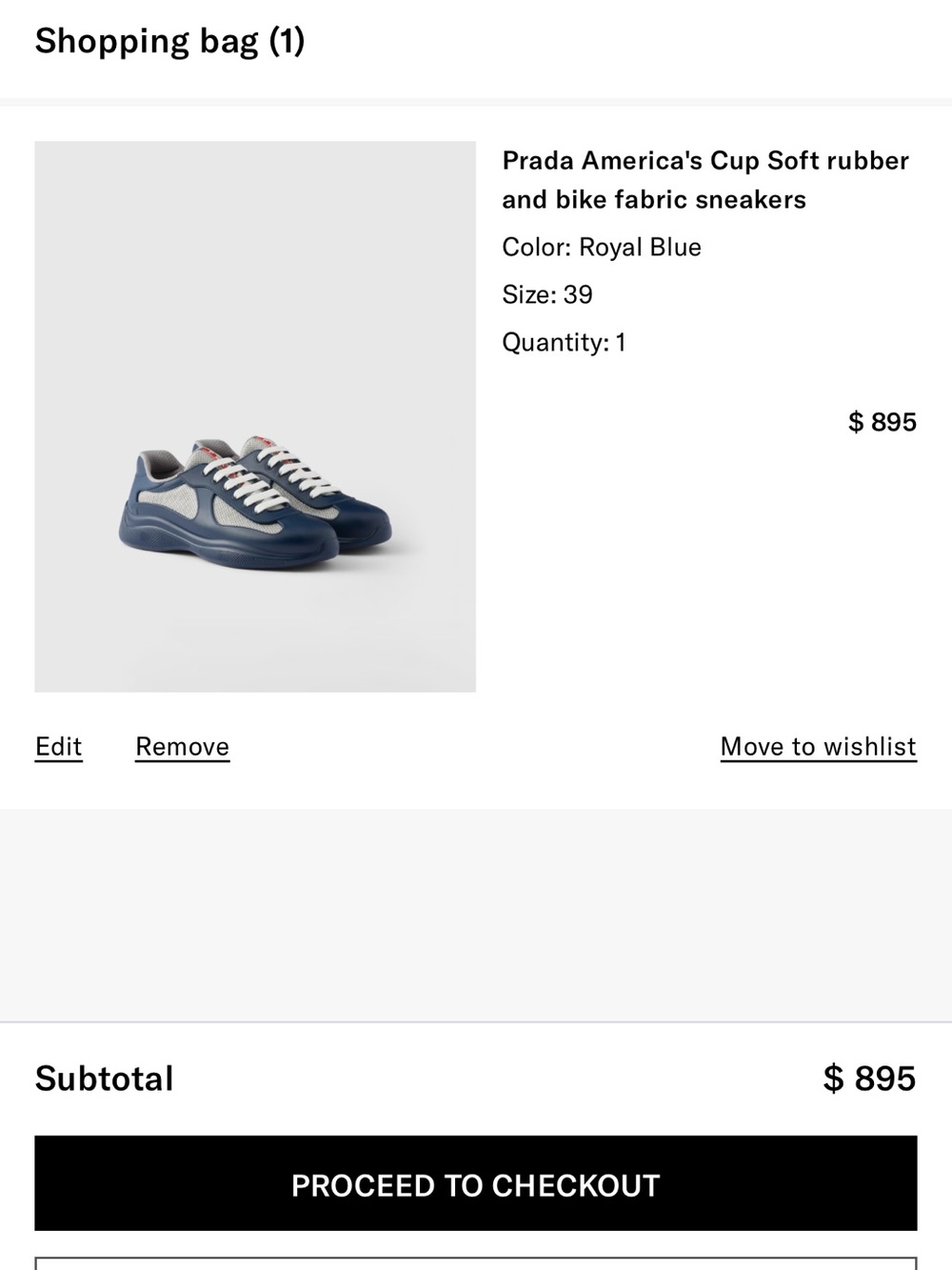 Prada Men’s Blue and White Leather-Trim Sneakers - Picture 4 of 15